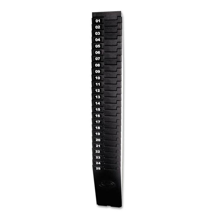 Expandable Time Card Rack, 25-Pocket, Holds 7" Cards, Plastic, Black