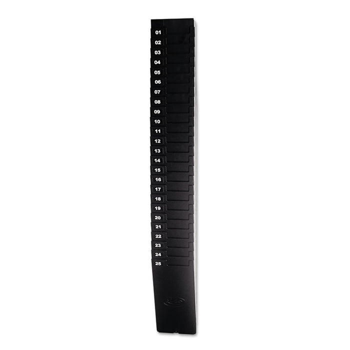 Expandable Time Card Rack, 25-Pocket, Holds 9" Cards, Plastic, Black