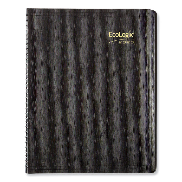 EcoLogix Recycled Monthly Planner, 11 x 8 1/2, Black Soft Cover, 2020