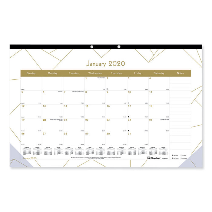 Gold Collection Monthly Desk Pad, 17 3/4 x 10 7/8, 2020