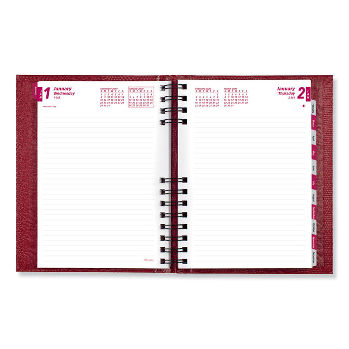 CoilPro Ruled Daily Planner, 8.25 x 5.75, Red Cover, 12-Month (Jan to Dec): 2023