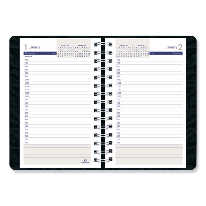 DuraGlobe Daily Planner, 30-Minute Appointments, 8 x 5, Black Soft Cover, 12-Month (Jan to Dec): 2023