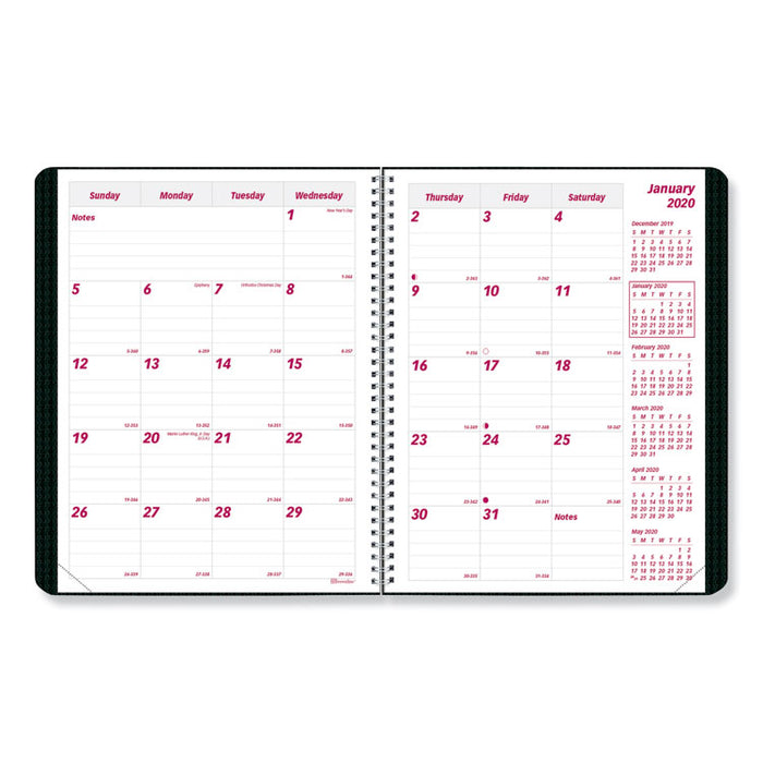 DuraFlex 14-Month Planner, 8 7/8 x 7 1/8, Black, 2020