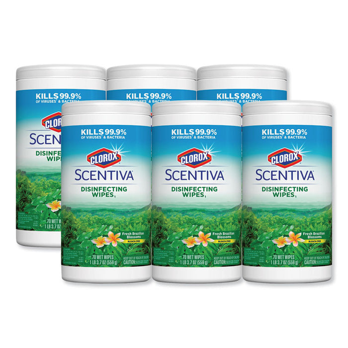 Scentiva Disinfecting Wipes, Fresh Brazilian Blossoms, 70/Canister,6 Canister/CT