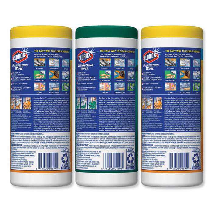 Disinfecting Wipes, 7x8, Fresh Scent/Citrus Blend, 35/Canister, 3/PK, 5 Packs/CT