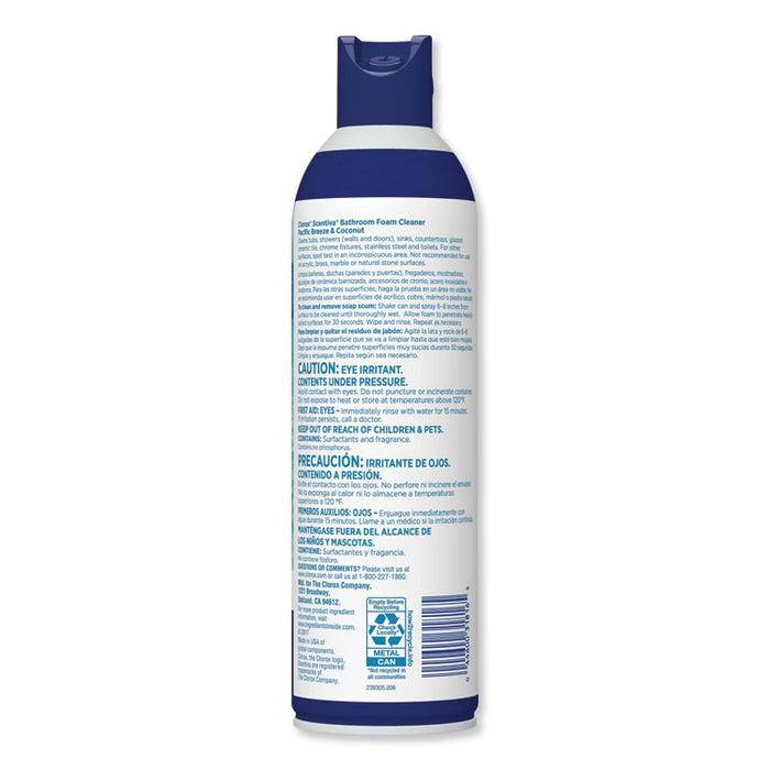 Scentiva Bathroom Foam Cleaner, Pacific Breeze & Coconut, 20 oz Aerosol, 6/CT