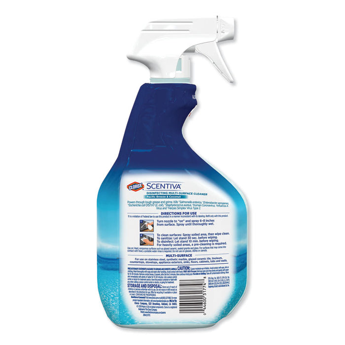 Scentiva Multi Surface Cleaner, Pacific Breeze and Coconut, 32 oz, 6/Carton