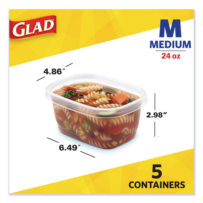 Soup and Salad Food Storage Containers, 24 oz, 5/Pack, 6 Packs/Carton