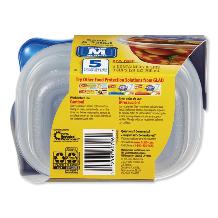 Soup and Salad Food Storage Containers, 24 oz, 5/Pack, 6 Packs/Carton