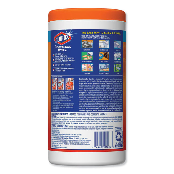 Disinfecting Wipes, 7 x 8, Orange Fusion, 75/Canister, 6 Canisters/Carton