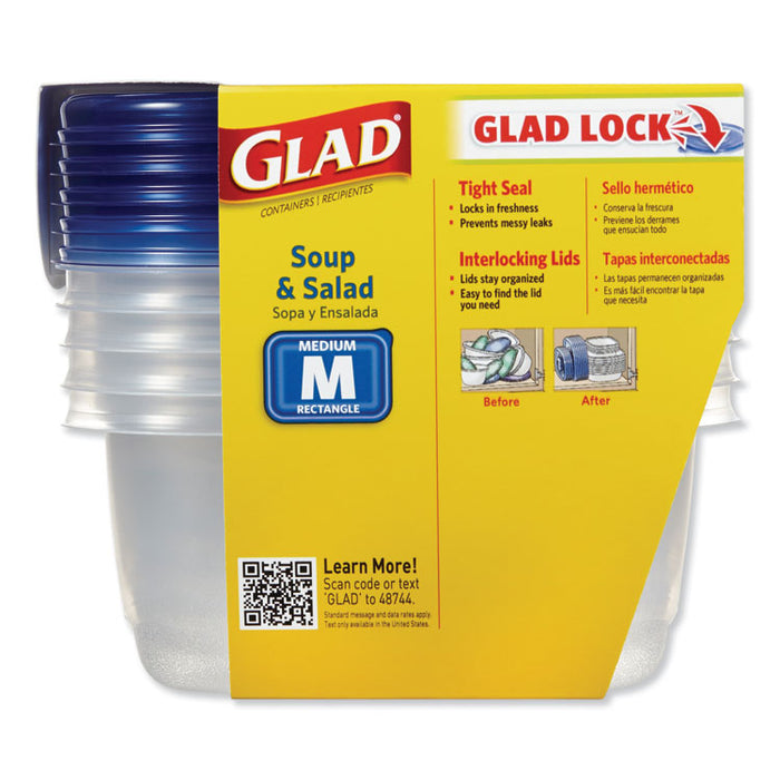 Soup and Salad Food Storage Containers, 24 oz, 5/Pack, 6 Packs/Carton