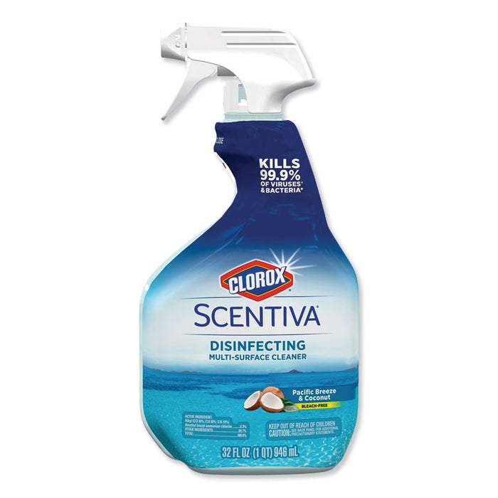 Scentiva Multi Surface Cleaner, Pacific Breeze and Coconut, 32 oz, 6/Carton