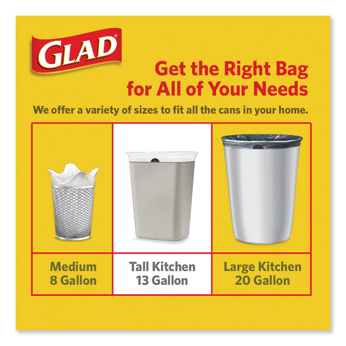 OdorShield Tall Kitchen Drawstring Bags, 13 gal, 0.95 mil, 24" x 27.38", White, 240/Carton