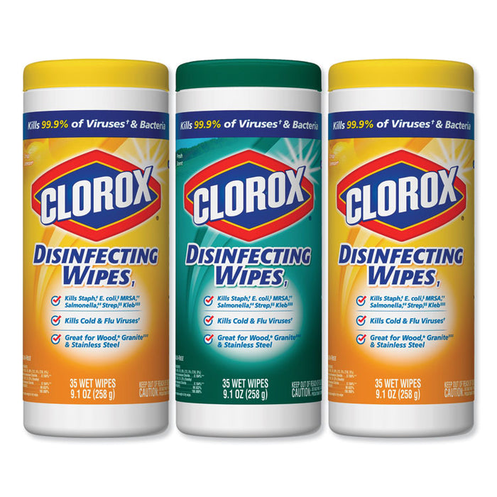 Disinfecting Wipes, 7x8, Fresh Scent/Citrus Blend, 35/Canister, 3/PK, 5 Packs/CT