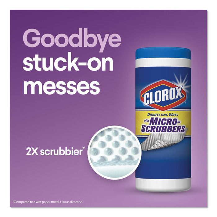Disinfecting Wipes w/Micro-Scrubbers, 7x8, Crisp Lemon, 32/Canister,3/PK,5 PK/CT