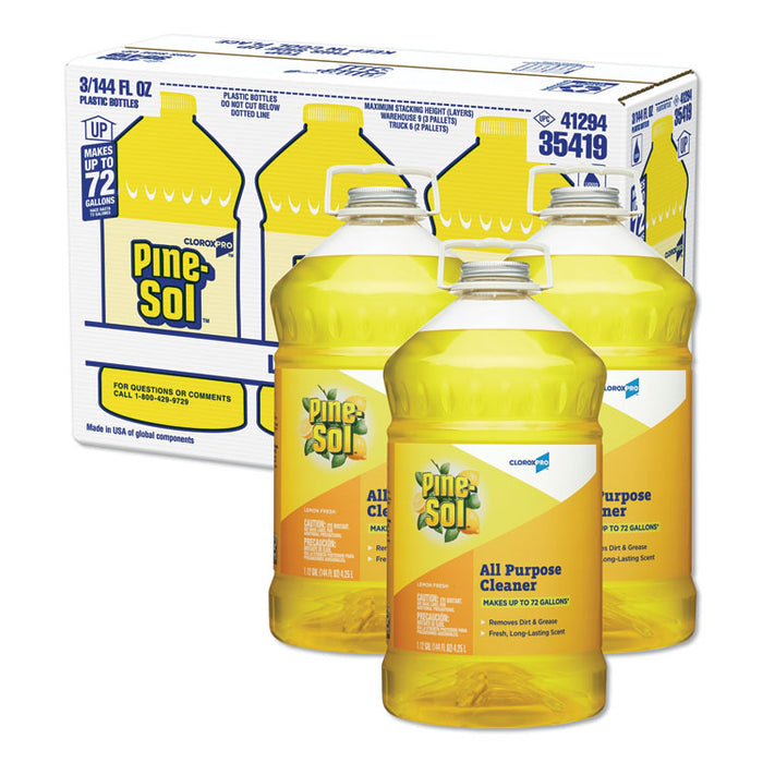 All Purpose Cleaner, Lemon Fresh, 144 oz Bottle, 3/Carton