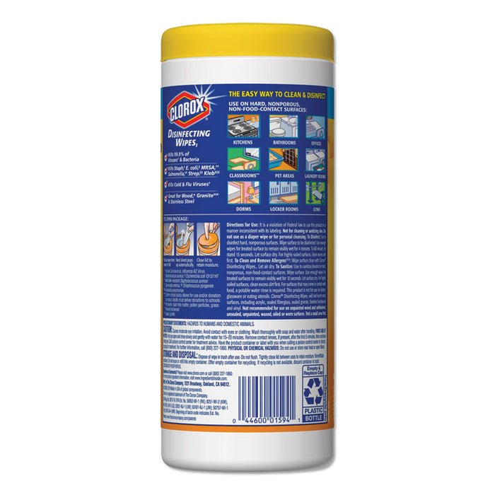 Disinfecting Wipes, 7 x 8, Crisp Lemon, 35/Canister, 12/Carton
