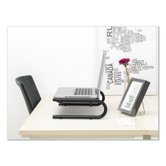 Metal Monitor Riser, 14.63" x 9.25" x 4", Black, Supports 44 lbs