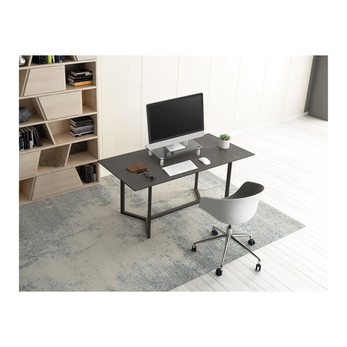 Adjustable Tempered Glass Monitor Riser, 15 3/4 x 9 1/2 x 3 1/2, Clear/Silver