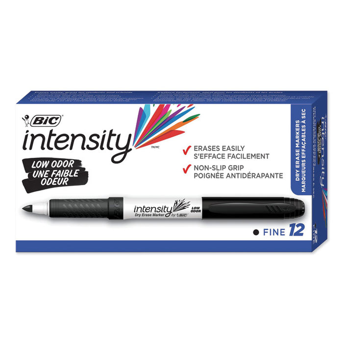 Intensity Low Odor Fine Point Dry Erase Marker, Fine Bullet Tip, Black, Dozen
