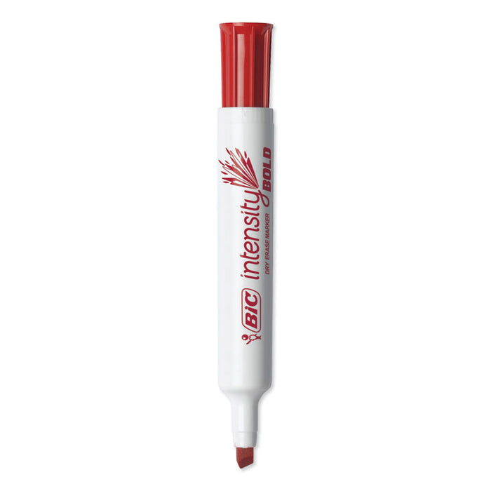 Intensity Bold Tank-Style Dry Erase Marker, Broad Chisel Tip, Red, Dozen