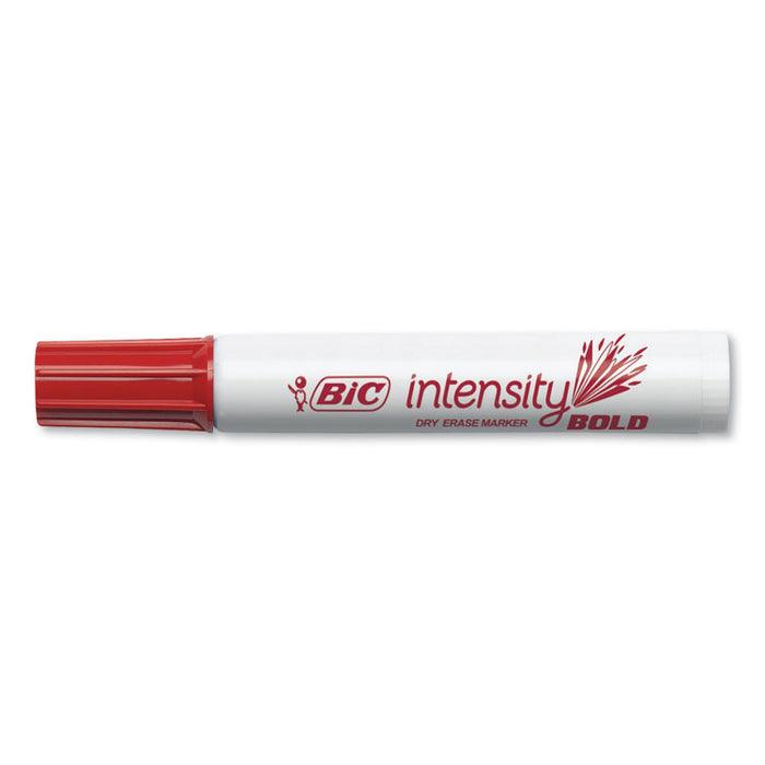 Intensity Bold Tank-Style Dry Erase Marker, Broad Chisel Tip, Red, Dozen