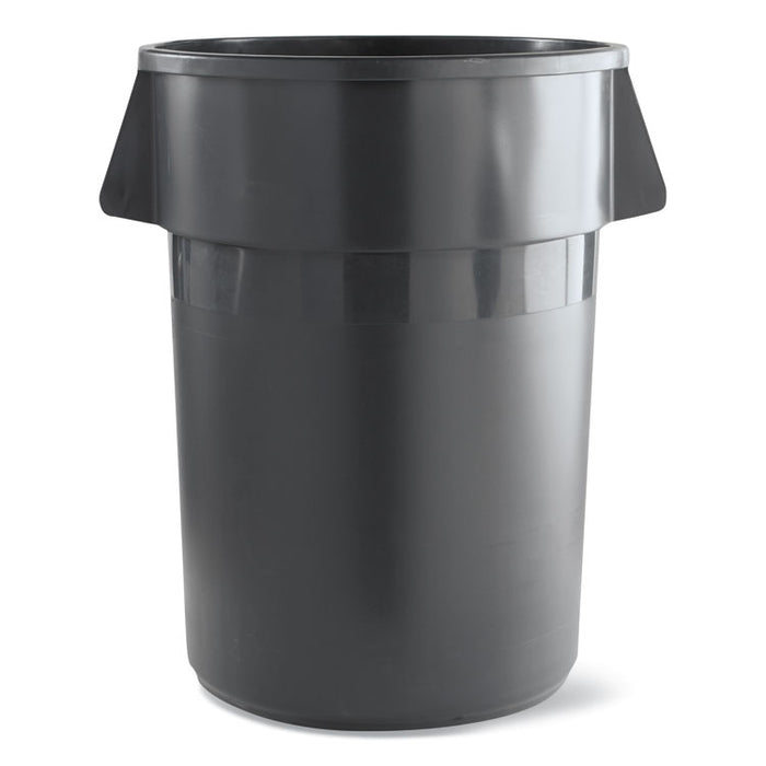 Round Waste Receptacle, LLDPE, 32 gal, Gray