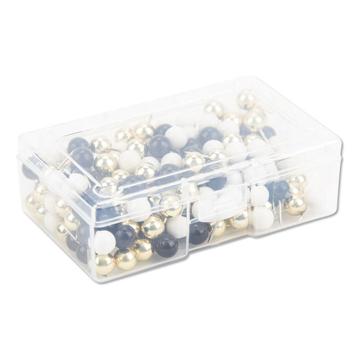 Fashion Sphere Push Pins, Plastic, Assorted, 7/16", 200/Pack