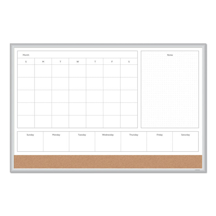 4N1 Magnetic Dry Erase Combo Board, 36 x 24, White/Natural