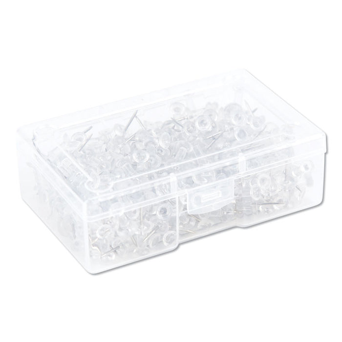 Standard Push Pins, Plastic, Clear, Clear Head/Silver Pin, 0.44", 200/Pack