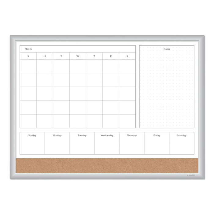4N1 Magnetic Dry Erase Combo Board, 24 x 18, White/Natural