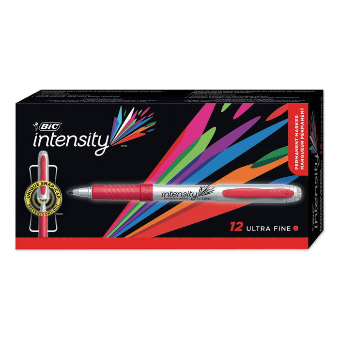 Intensity Ultra Permanent Marker, Extra-Fine Needle Tip, Rambunctious Red, Dozen
