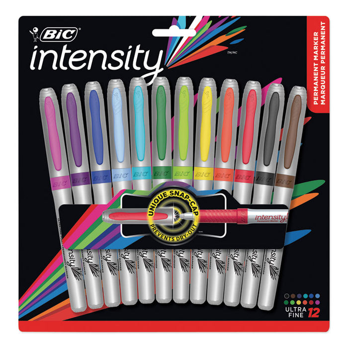 Intensity Ultra Fine Tip Permanent Marker, Extra-Fine Needle Tip, Assorted Colors, Dozen
