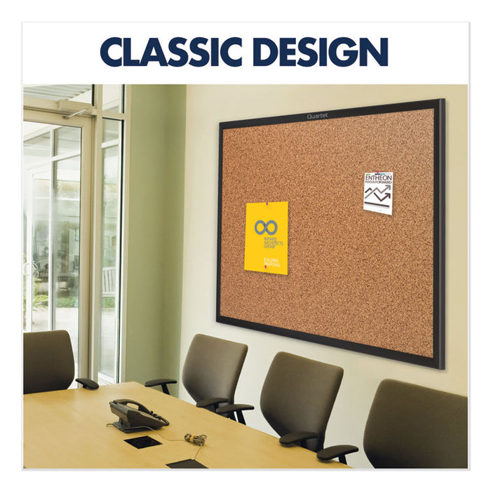Classic Series Cork Bulletin Board, 60x36, Black Aluminum Frame