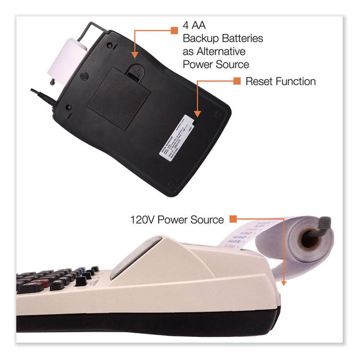 1208-2 Two-Color Compact Printing Calculator, Black/Red Print, 2.3 Lines/Sec