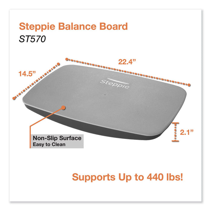 Steppie Balance Board, 22.5w x 14.5d x 2.13h, Two-Tone Gray