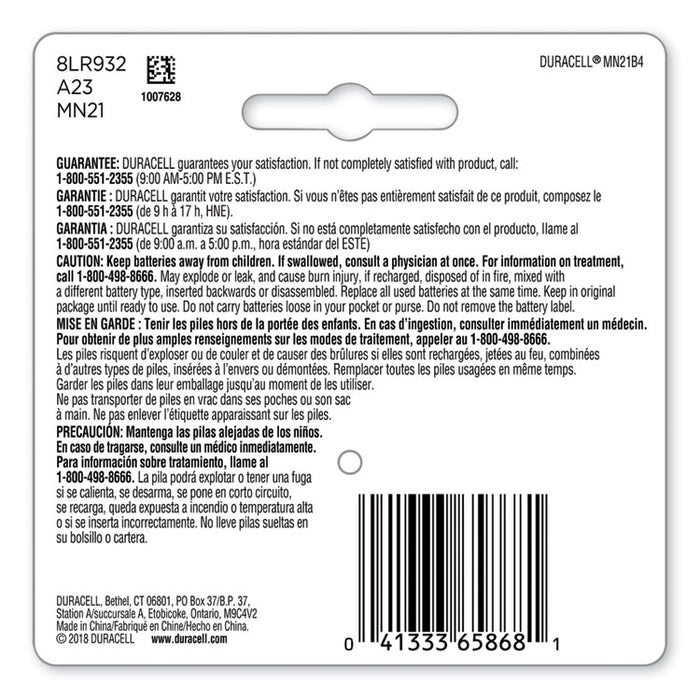 Specialty Alkaline Batteries, 21/23, 12 V, 4/Pack