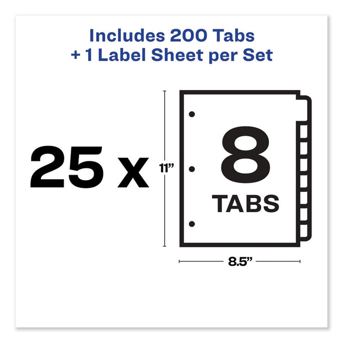Print and Apply Index Maker Clear Label Dividers, 8 Color Tabs, Letter, 25 Sets