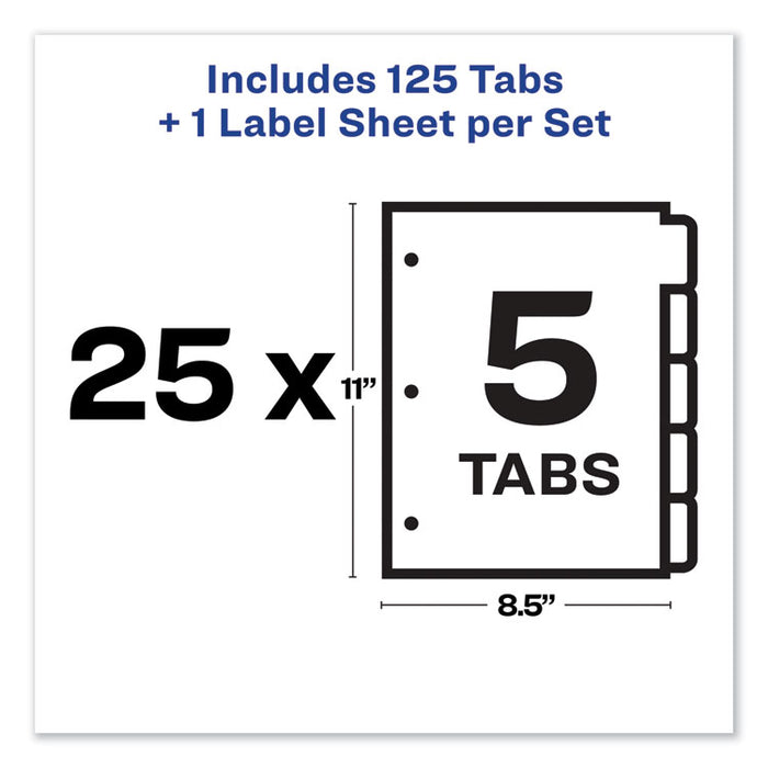 Print and Apply Index Maker Clear Label Dividers, 5 Color Tabs, Letter, 25 Sets