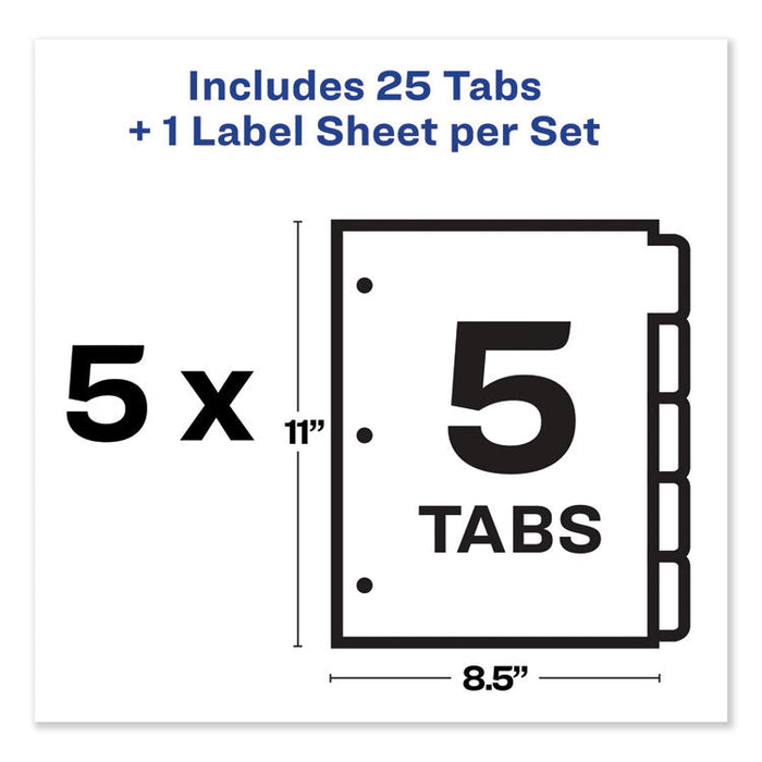 Print and Apply Index Maker Clear Label Dividers, 5 Color Tabs, Letter, 5 Sets
