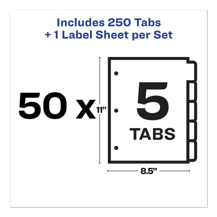 Print and Apply Index Maker Clear Label Dividers, 5 White Tabs, Letter, 50 Sets