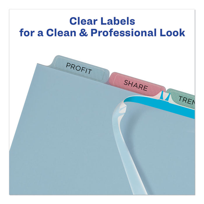 Print and Apply Index Maker Clear Label Plastic Dividers with Printable Label Strip, 5-Tab, 11 x 8.5, Translucent, 1 Set