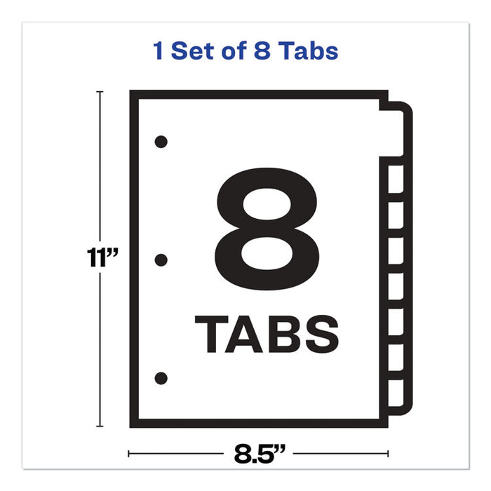 Print and Apply Index Maker Clear Label Plastic Dividers with Printable Label Strip, 8-Tab, 11 x 8.5, Translucent, 1 Set