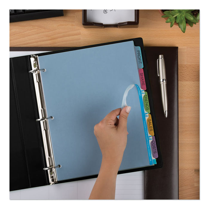 Print and Apply Index Maker Clear Label Plastic Dividers with Printable Label Strip, 5-Tab, 11 x 8.5, Translucent, 1 Set