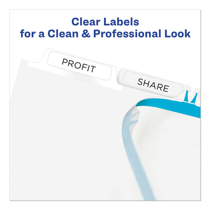 Print and Apply Index Maker Clear Label Plastic Dividers with Printable Label Strip, 5-Tab, 11 x 8.5, Translucent, 1 Set