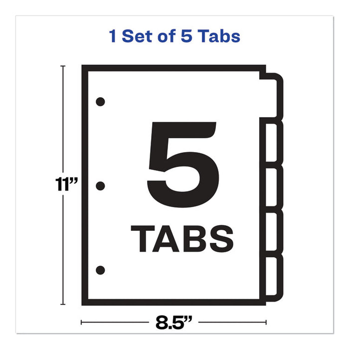 Print and Apply Index Maker Clear Label Plastic Dividers with Printable Label Strip, 5-Tab, 11 x 8.5, Translucent, 1 Set