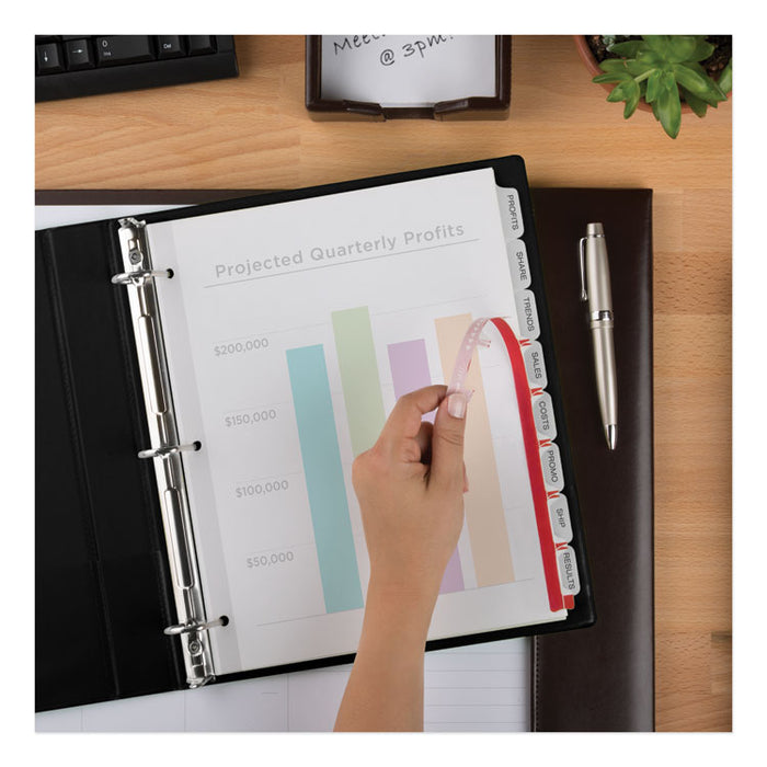 Print and Apply Index Maker Clear Label Plastic Dividers with Printable Label Strip, 8-Tab, 11 x 8.5, Translucent, 1 Set