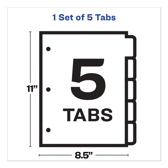 Print and Apply Index Maker Clear Label Plastic Dividers with Printable Label Strip, 5-Tab, 11 x 8.5, Translucent, 1 Set