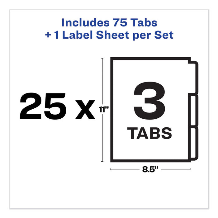 Print and Apply Index Maker Clear Label Unpunched Dividers, 3-Tab, Ltr, 25 Sets