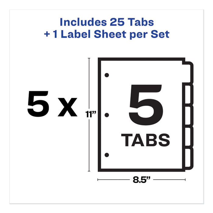 Print and Apply Index Maker Clear Label Dividers, 5 White Tabs, Letter, 5 Sets